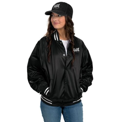 Satin Baseball Jacket/Striped Trim Vignette