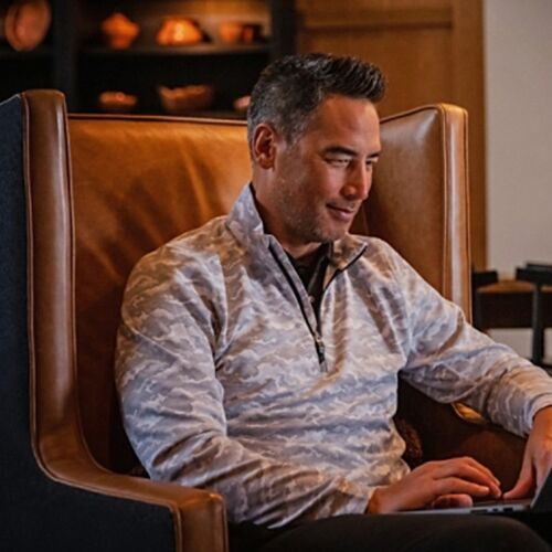 Cutter & Buck Traverse Camo Print Stretch Quarter Zip Mens Big and Tall Pullover Vignette