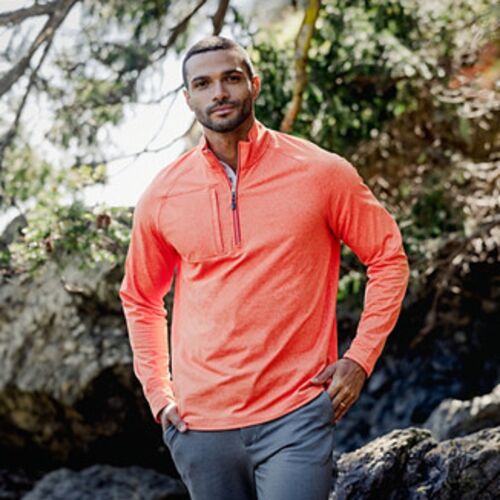 Cutter & Buck Adapt Eco Knit Heather Mens Big & Tall Quarter Zip Pullover Vignette