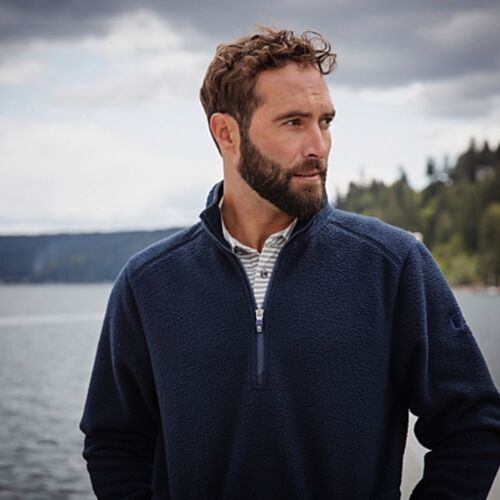 Cutter & Buck Cascade Eco Sherpa Fleece Mens Big & Tall Quarter Zip Jacket Vignette