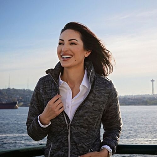 Cutter & Buck Rainier PrimaLoft Womens Eco Insulated Full Zip Printed Puffer Jacket Vignette