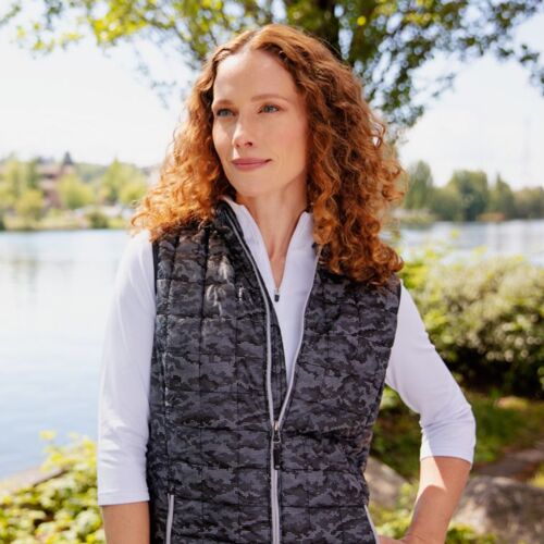 Cutter & Buck Rainier PrimaLoft Womens Eco Insulated Full Zip Printed Puffer Vest Vignette
