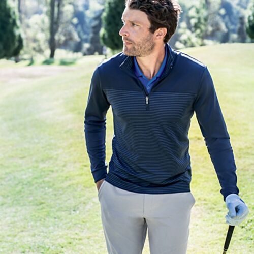 Cutter & Buck Traverse Stripe Stretch Quarter Zip Mens Pullover Vignette