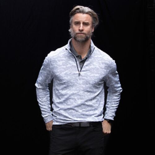 Cutter & Buck Traverse Camo Print Stretch Quarter Zip Mens Pullover Vignette