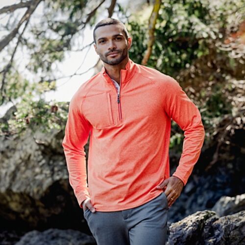 Cutter & Buck Adapt Eco Knit Heather Mens Quarter Zip Pullover Vignette