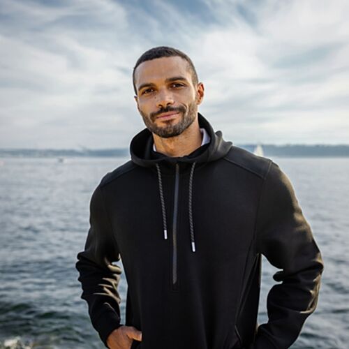 Cutter & Buck Roam Eco Half Zip Recycled Mens Hooded Pullover Vignette