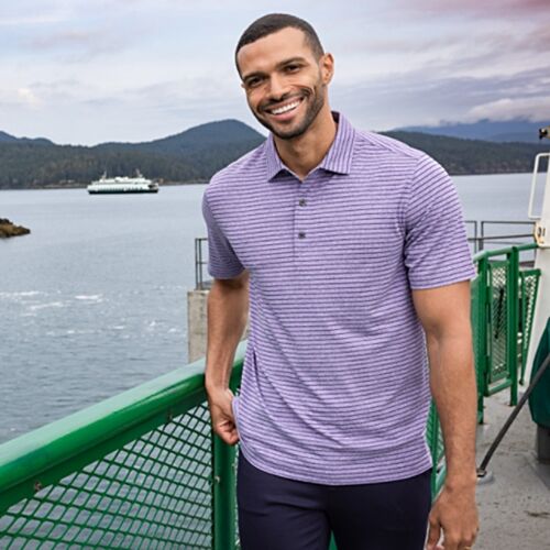 Cutter & Buck Forge Eco Heather Stripe Stretch Recycled Mens Polo Vignette