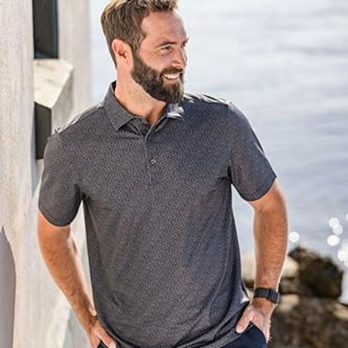 Cutter & Buck Pike Eco Pebble Print Stretch Recycled Mens Polo Vignette