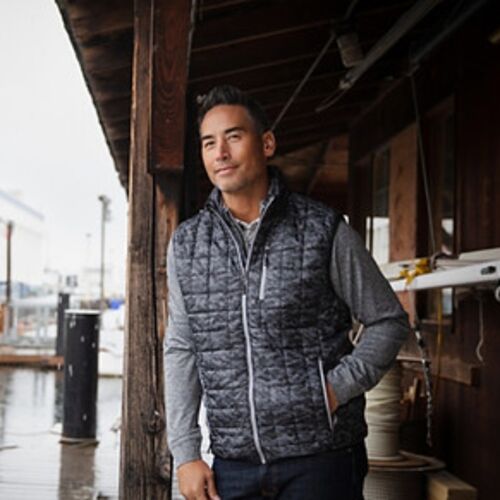 Cutter & Buck Rainier PrimaLoft Mens Eco Insulated Full Zip Printed Puffer Vest Vignette
