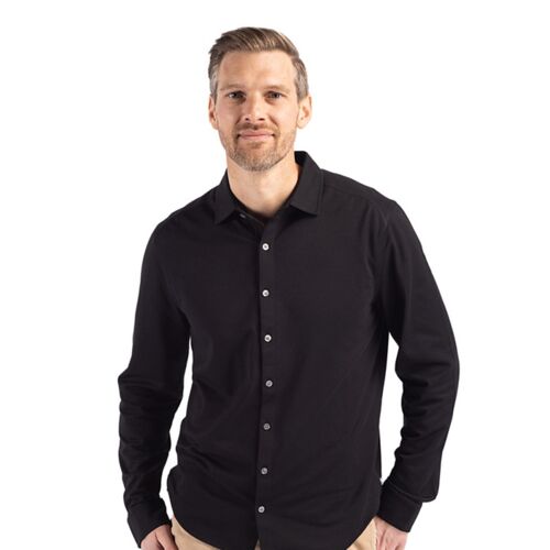 Cutter & Buck Advantage Tri-Blend Eco Soft Pique Long Sleeve Knitted Mens Button Down Vignette