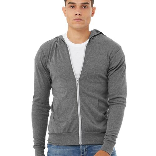 Unisex Triblend Lightweight Full-Zip Hooded Long Sleeve Tee Vignette