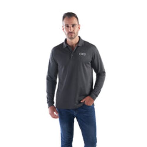 Men's Long Sleeve Pique Mesh Polo Vignette