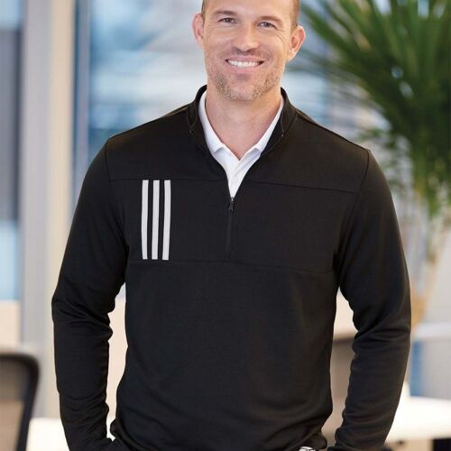 Men's 3-Stripes Double-Knit Quarter-Zip Pullover Vignette