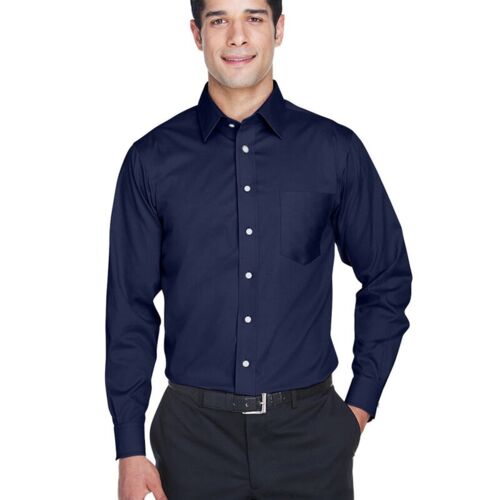 Men's Tall Crown Collection® Solid Stretch Twill Woven Dress Shirt Vignette