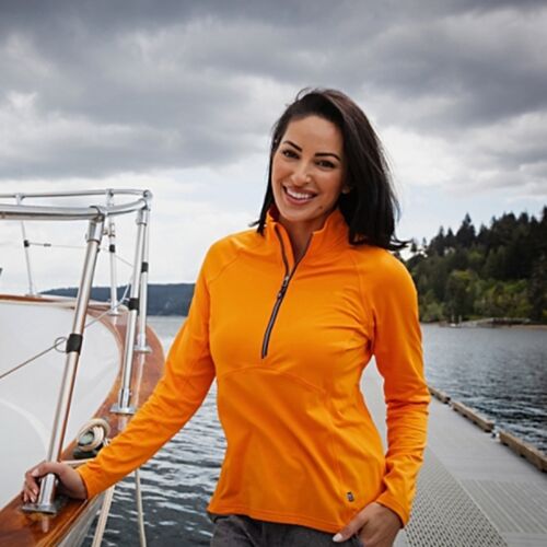 Cutter & Buck Adapt Eco Knit Stretch Recycled Womens Half Zip Pullover Vignette