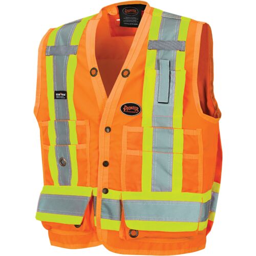 Veste de sécurité pour arpenteur, Orange haute visibilité, T-Grand, Polyester Vignette