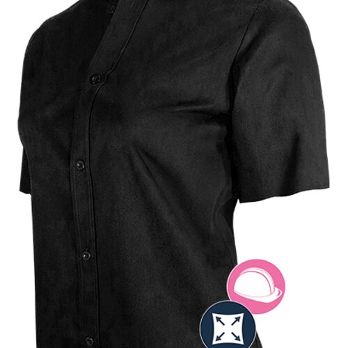 Chemise de travail extensible à manches courtes pour femme Vignette